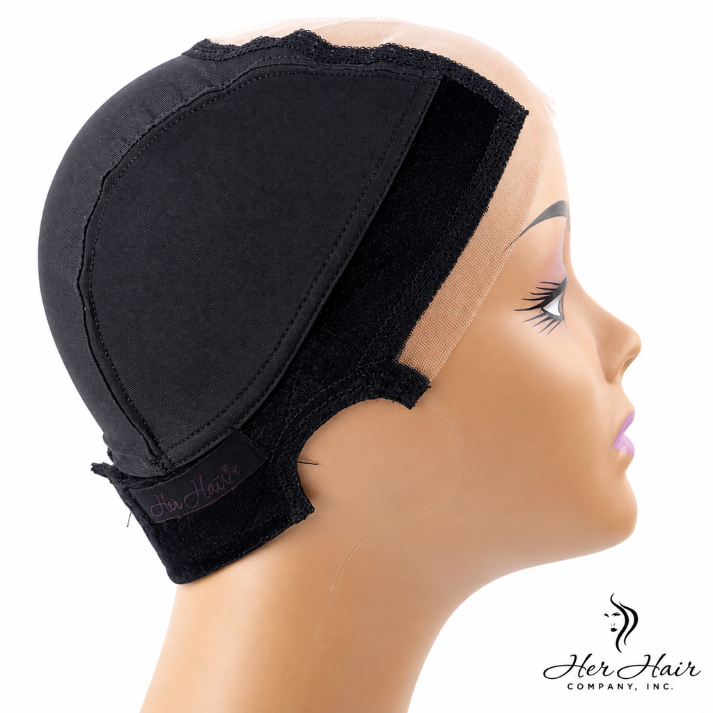 Side profile of Her Hair Company Wig Grip Cap designed to securely hold wigs in place comfortably.