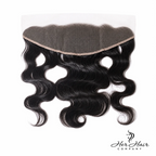Brazilian Body Wave 13X6 HD lace frontal from Her Hair Company, showing the detailed lace and wavy hair texture.
