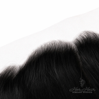 Close-up of Her Hair Company Brazilian straight 13x6 HD lace frontal showing natural hairline and lace detail.