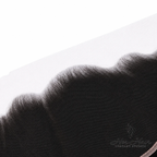 Close-up of Her Hair Company Brazilian Straight 13x6 HD lace frontal showing detailed lace mesh and hair strands.