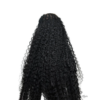 Her Hair Company deep curly bulk hair in a long braided style, showing the textured, voluminous curls from the back.