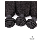 Brazilian Kinky Straight Hair 4 Bundle Deal by Her Hair Company, showing weft construction for natural, full hair extensions.
