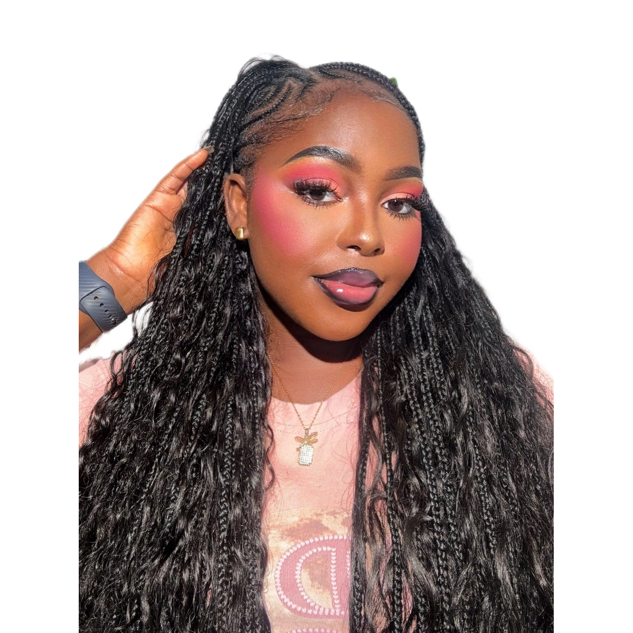 Deep Wave Bulk Hair from Her Hair Company, standard bundle with braided style and hand-touch finish showcasing rich deep wave texture.