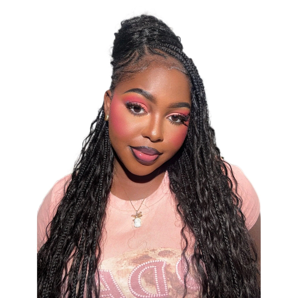 Deep Wave Bulk Hair Standard Bundle from Her Hair Company, showcasing natural deep wave texture in a half-up front view.