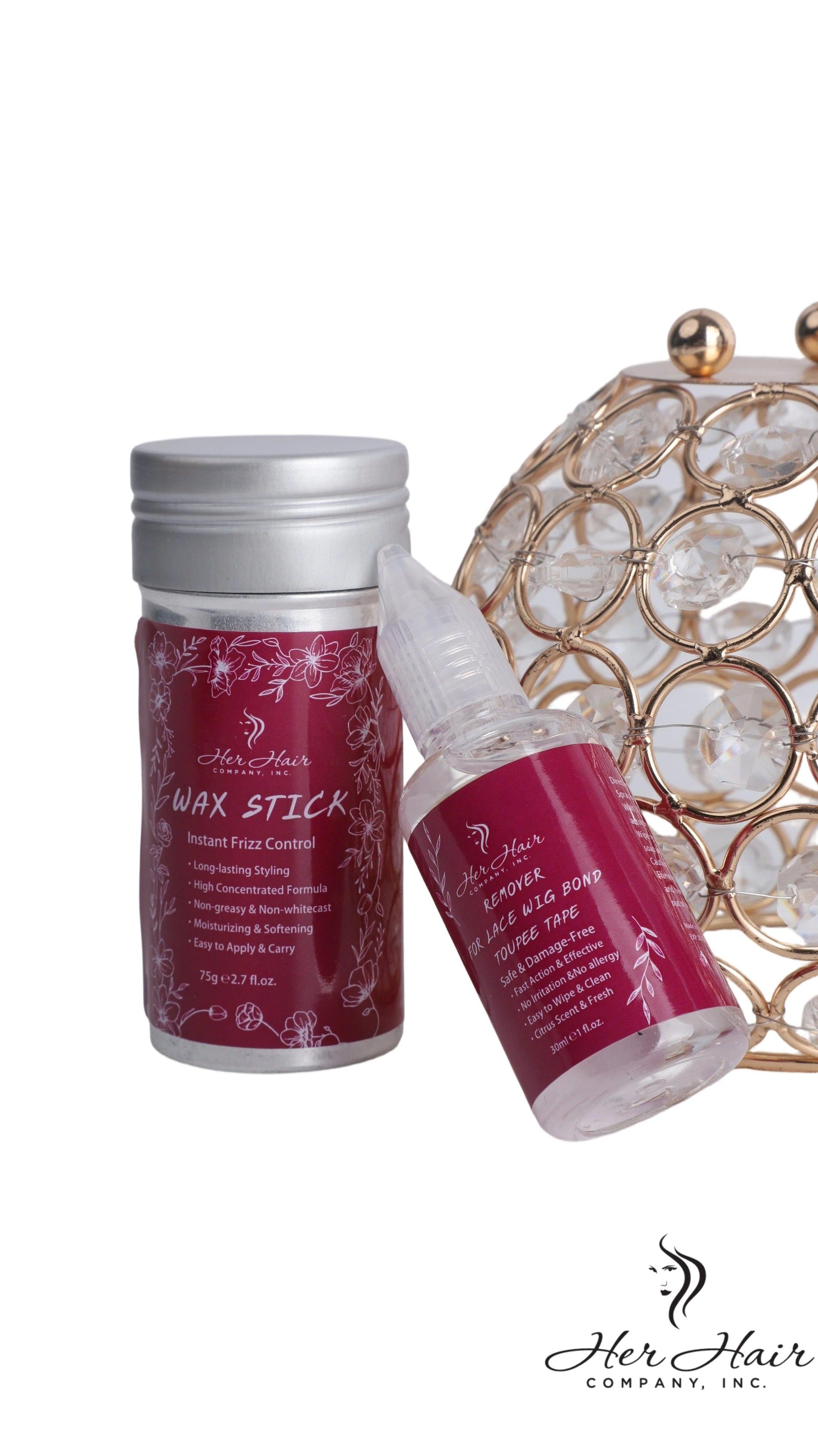 Her Hair Company hair installation kit with combs and tools for installing lace wigs or extensions.