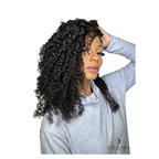 Burmese Spiral Crochet Hair Standard Bundle by Her Hair Company, showing a gray top with spiral crochet hairstyle.