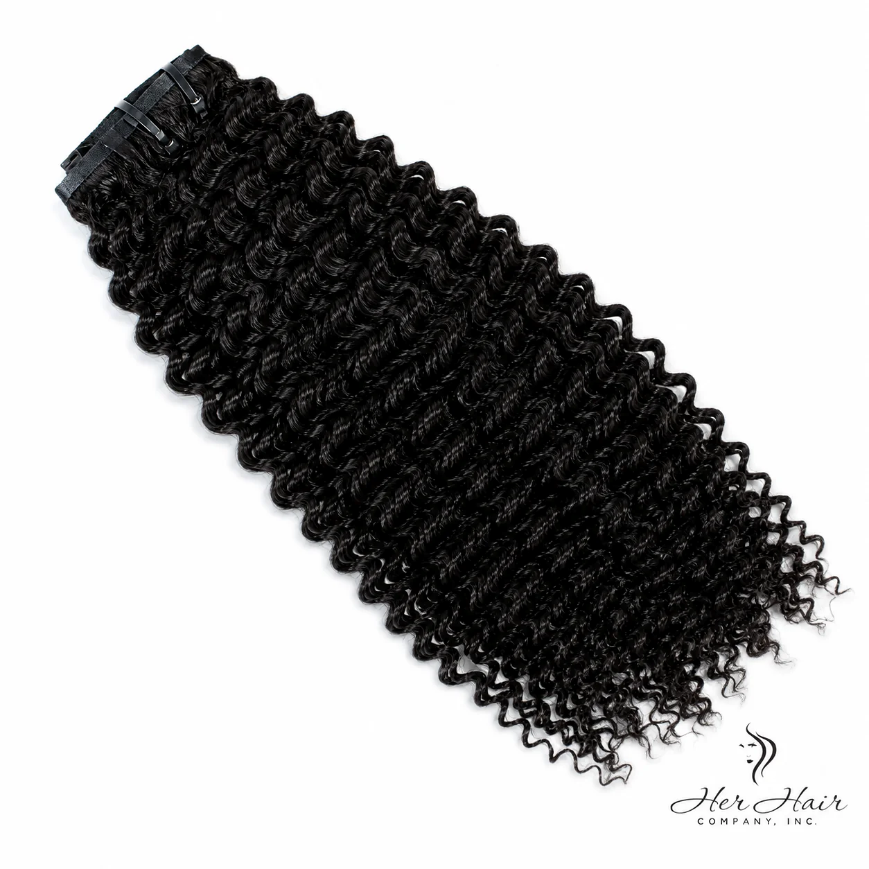 Kinky curly Brazilian clip-in hair extensions by Vendor-Unknown, standard bundle with 15 pieces for natural volume and style.
