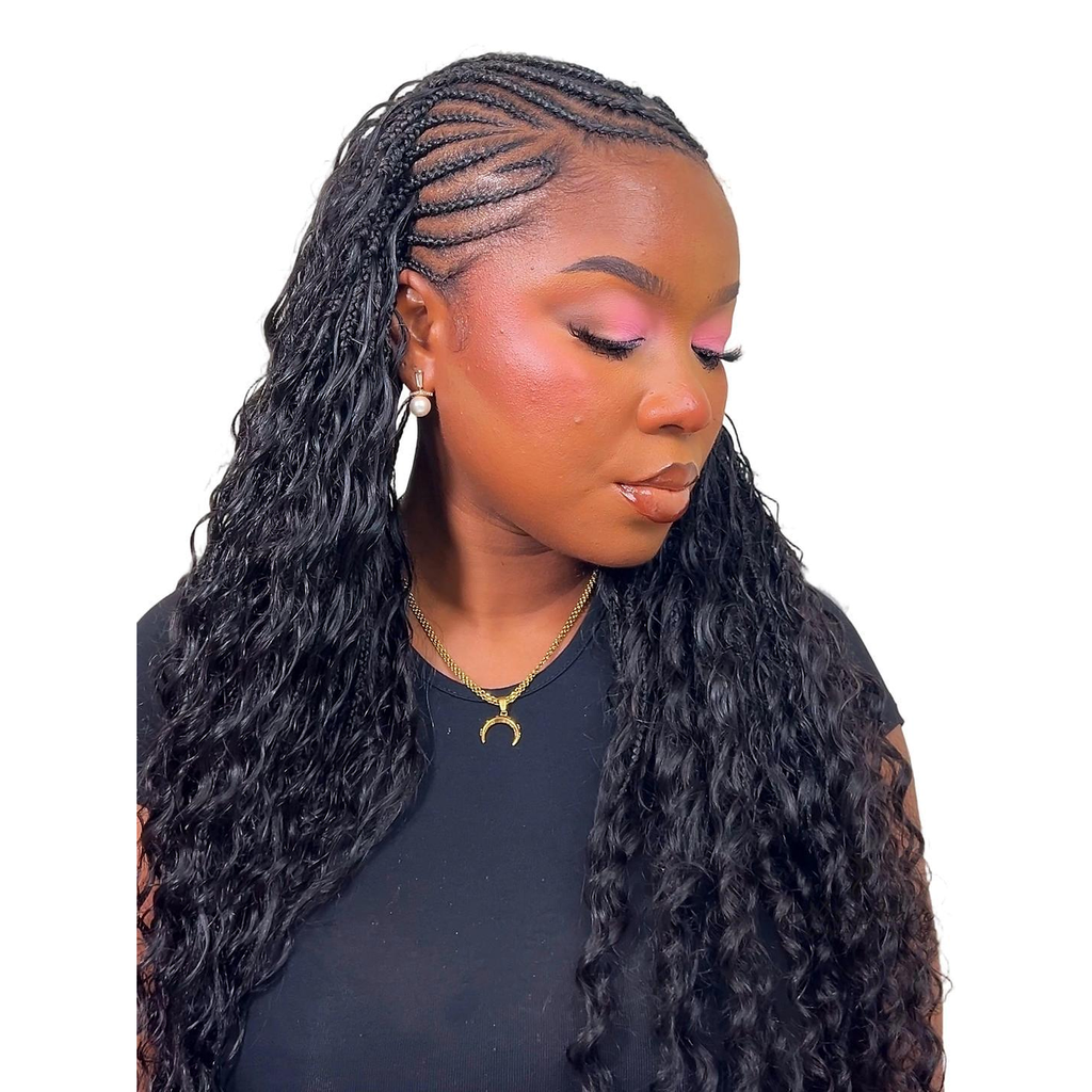 Deep Wave Bulk Hair from Her Hair Company, standard bundle with long, deep wave style shown from a side angle.