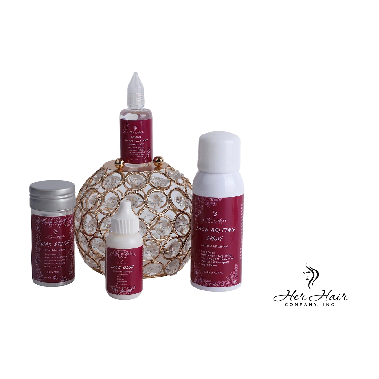 Her Hair Company wig installation kit with 16 essential tools for secure and professional hair wig application.