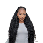 Her Hair Company deep curly bulk hair in a standard bundle, shown in a long braided style with a front close view.