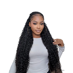 Deep curly bulk hair from Her Hair Company in a long braided style, showing the front view of the standard bundle.