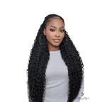Deep curly bulk hair from Her Hair Company in a long braided style, showcasing the natural texture and front view.