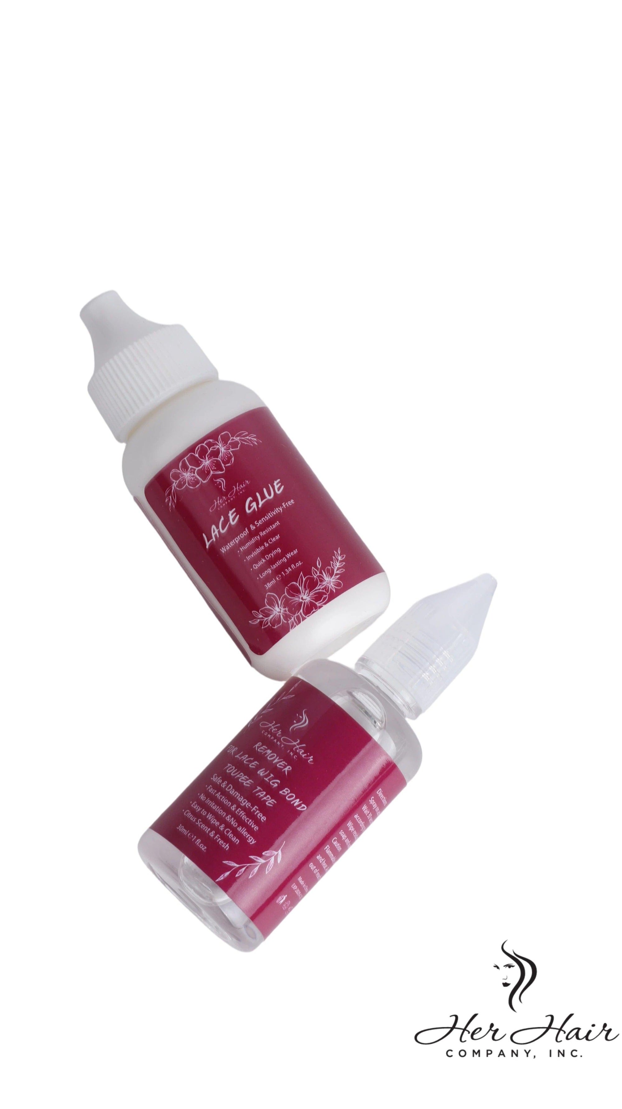 Her Hair Company hair installation kit with tools and accessories for professional hair weave and wig installation.