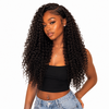 Burmese raw curly hair bundles from Her Hair Company, four standard bundles displayed with natural curly texture and dark brown color.