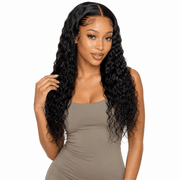Brazilian Water Wave 13x6 HD lace frontal by Her Hair Company, showing detailed water wave pattern on transparent lace closure.