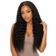 Brazilian Water Wave 5x5 HD lace closure from Her Hair Company, showcasing natural water wave texture and transparent lace detail.