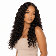 Her Hair Company Burmese Raw Deep Wave hair bundle showing rich, natural deep wave texture and dark hair color.