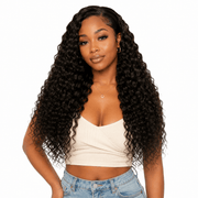 Brazilian Deep Wave hair bundles from Her Hair Company, showing textured deep wave hair in a standard multi-bundle package.