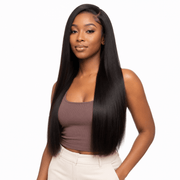 Burmese raw straight hair bundles from Her Hair Company, showing four natural, straight hair bundles in a standard bundle deal.