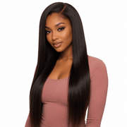 Brazilian straight 5x5 HD lace closure with natural hair texture, showing close-up of the lace and hair details.