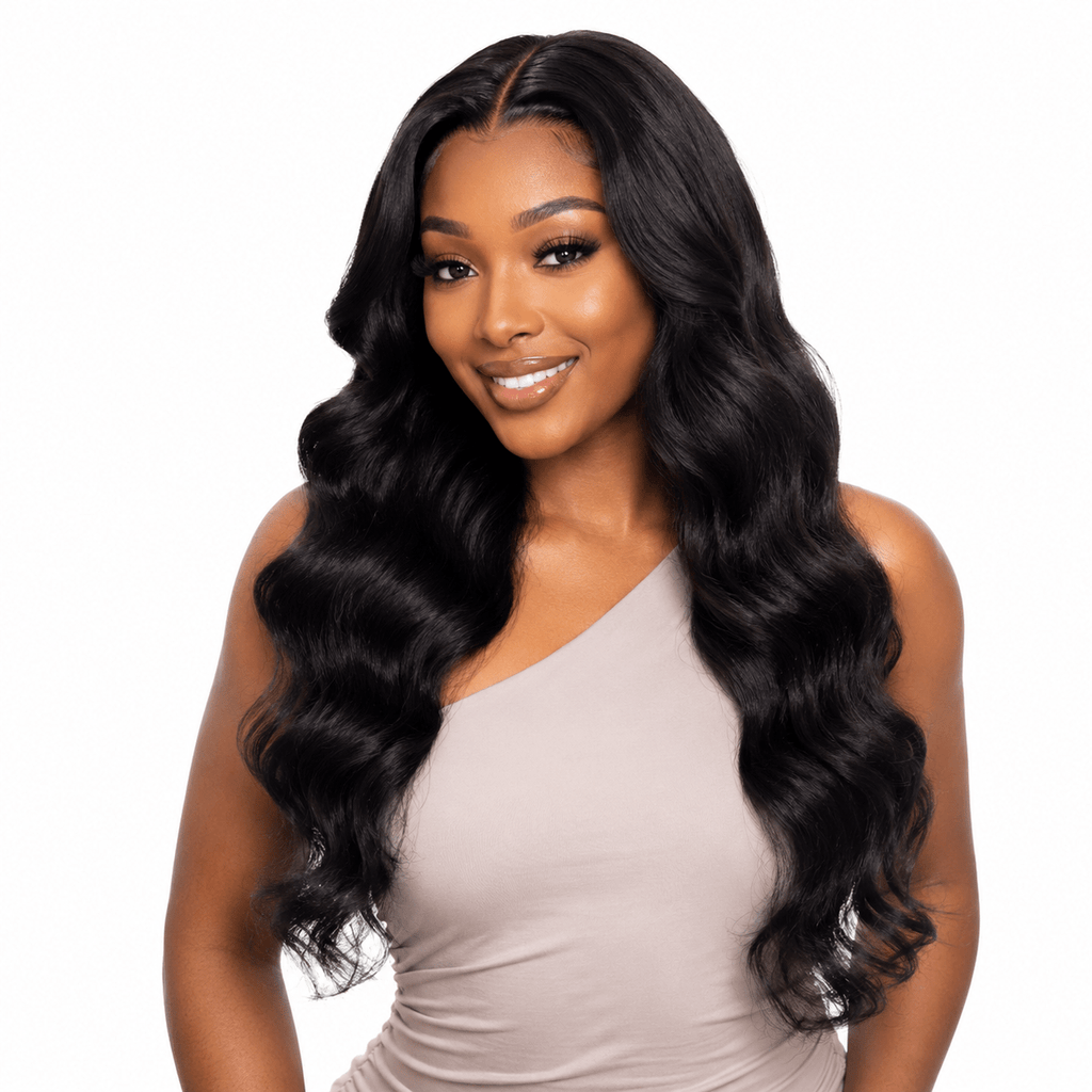 Brazilian Body Wave 6x6 HD lace closure from Her Hair Company, showcasing natural waves and detailed lace craftsmanship.
