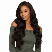 Brazilian Body Wave 5x5 HD lace closure from Her Hair Company, showcasing natural wave pattern and high-quality lace detail.