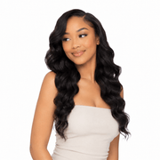 Burmese raw body wave hair bundle from Her Hair Company, natural straight hair extension with soft, glossy texture.