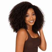 Brazilian kinky curly hair bundles from Her Hair Company, four natural textured bundles for versatile styling.
