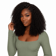 Brazilian kinky curly 4x4 HD lace closure by Her Hair Company, featuring natural hair texture and a seamless closure design.