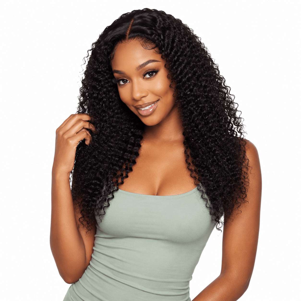Brazilian deep curly 4x4 HD lace closure, standard frontal, natural hair texture, with intricate lace detailing for a seamless fit