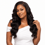 Brazilian Body Wave 4x4 HD lace closure from Her Hair Company, showing natural hair texture and detailed lace front.