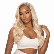 Brazilian 613# 5x5 lace closure with a standard frontal style, showcasing blonde color and intricate lace detailing.