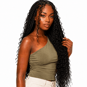 Deep wave bulk hair from Her Hair Company, standard bundle showing wavy textured hair with natural shine and full volume.