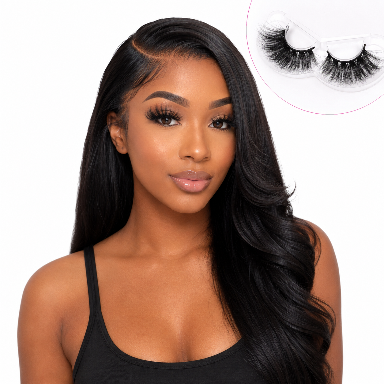 Her Hair Company false eyelashes featuring natural-looking, full lash extensions for enhanced eye beauty.