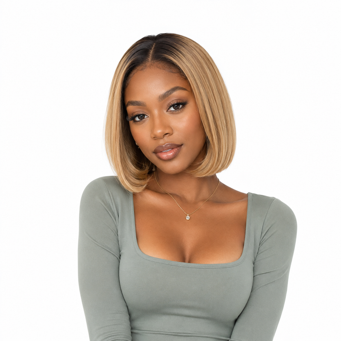 Honey Blonde with Dark Root BOB Wig
