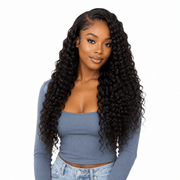 Brazilian Deep Wave 4x4 HD lace closure from Her Hair Company, showcasing natural deep wave texture and transparent lace for seamless blending.