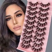 Her Hair Company eyelash extensions with natural black lashes, showcasing full, fluffy lash design on a white background.