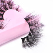 Her Hair Company false eyelashes with natural lash design, showcasing full, voluminous length and curled style.