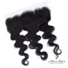 Her Hair Company Brazilian Body Wave 13x4 HD lace frontal with natural hair texture and transparent lace detail.