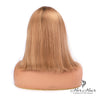 Honey blonde bob wig with dark roots from Her Hair Company, styled with straight hair and a sleek, modern look.