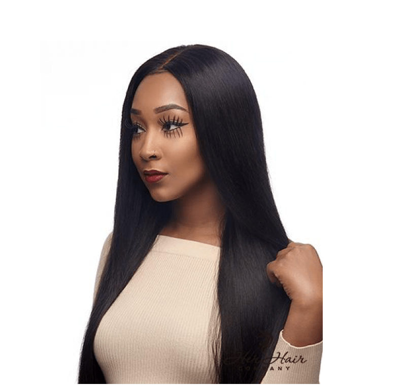Her Hair Company Brazilian Straight Hair 3 Bundle Deal with 10-inch bundles, showcasing smooth, straight hair extensions.