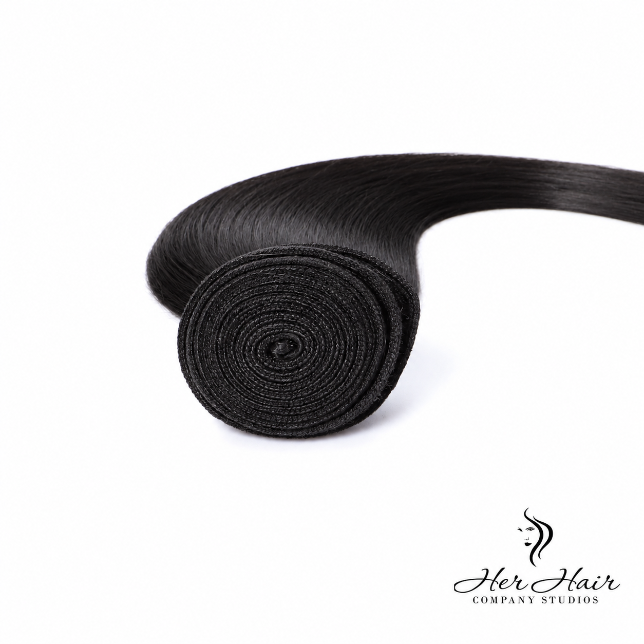 Brazilian straight hair bundle from Her Hair Company, showing a full, sleek, natural-looking straight hair bundle in a standard bundle size.