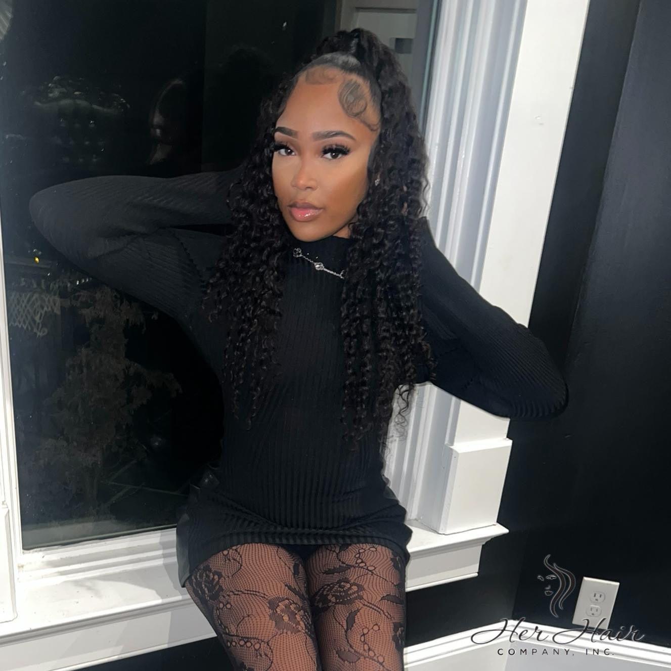 Brazilian Deep Wave Hair bundle from Her Hair Company, 12-inch standard bundle with vibrant, curly deep wave texture.