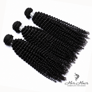Brazilian kinky curly hair extensions from Her Hair Company, 3-bundle deal, natural textured curly hair for versatile styling
