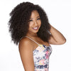 Brazilian deep curly hair bundles from Her Hair Company, showing the textured 4-piece bundle deal with natural deep curls.