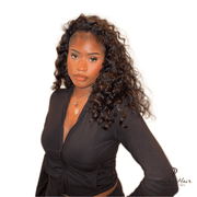 Brazilian Deep Wave Hair 3 Bundle Deal by Her Hair Company with 12, 14, 16, and 18-inch bundles displayed.