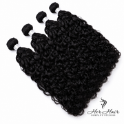 Brazilian Wavy Hair 4 Bundle Deal from Her Hair Company, includes 12, 14, 16, and 18-inch standard bundles with wavy texture.