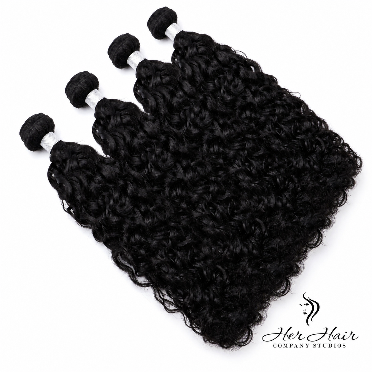 Brazilian Wavy Hair 4 Bundle Deal from Her Hair Company, includes 12, 14, 16, and 18-inch standard bundles with wavy texture.