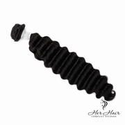 Brazilian Deep Wave Hair Standard Bundle by Her Hair Company, showing a full bundle of deep wave hair texture.