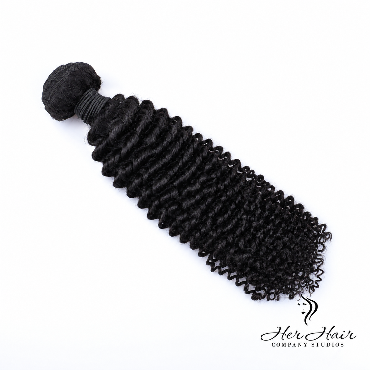 Brazilian Kinky Curly Hair bundle from Her Hair Company, showing natural textured, tightly coiled curly hair in a standard bundle.